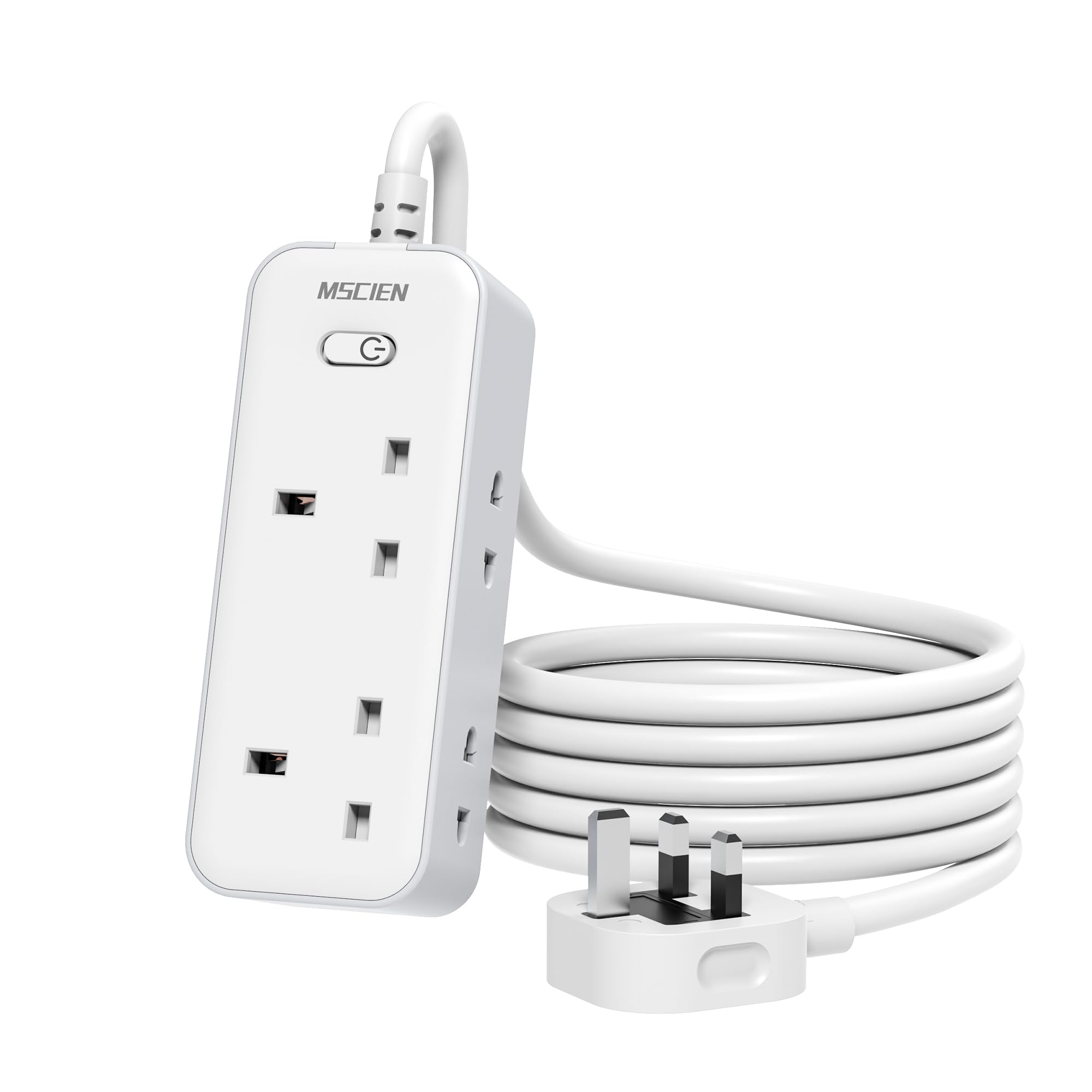 Mscien 5M Extension Lead | 2 Way Power Strip with 3 USB Slots & Shaver Plug