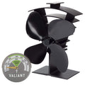 Valiant Premium IV Heat Powered Stove Fan and Magnetic Thermometer - Black