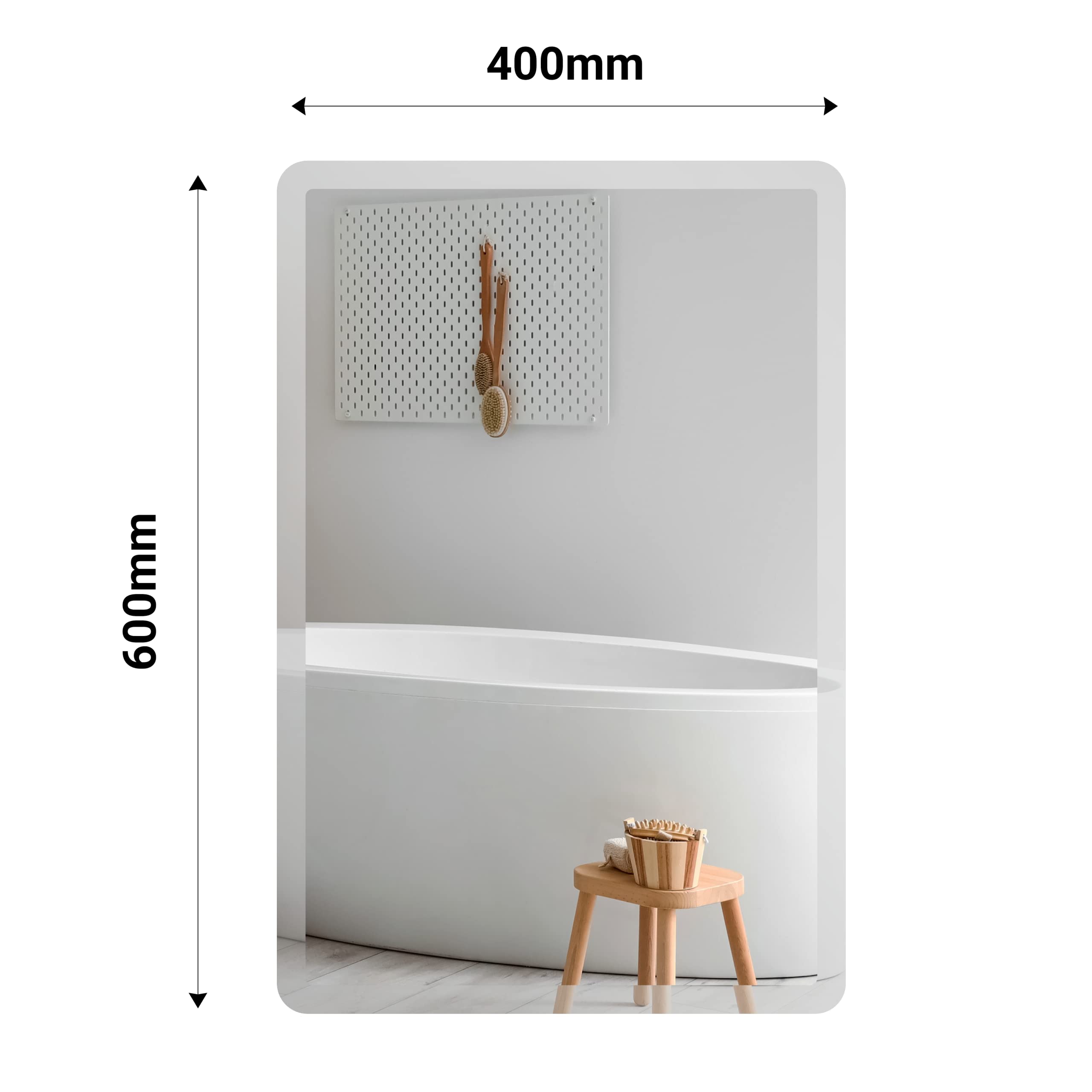 Frameless Bevelled Edge Bathroom Mirror - 400 x 600mm