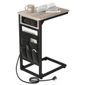 AMHANCIBLE C-Shaped Side Table, Side Table with Charging Station