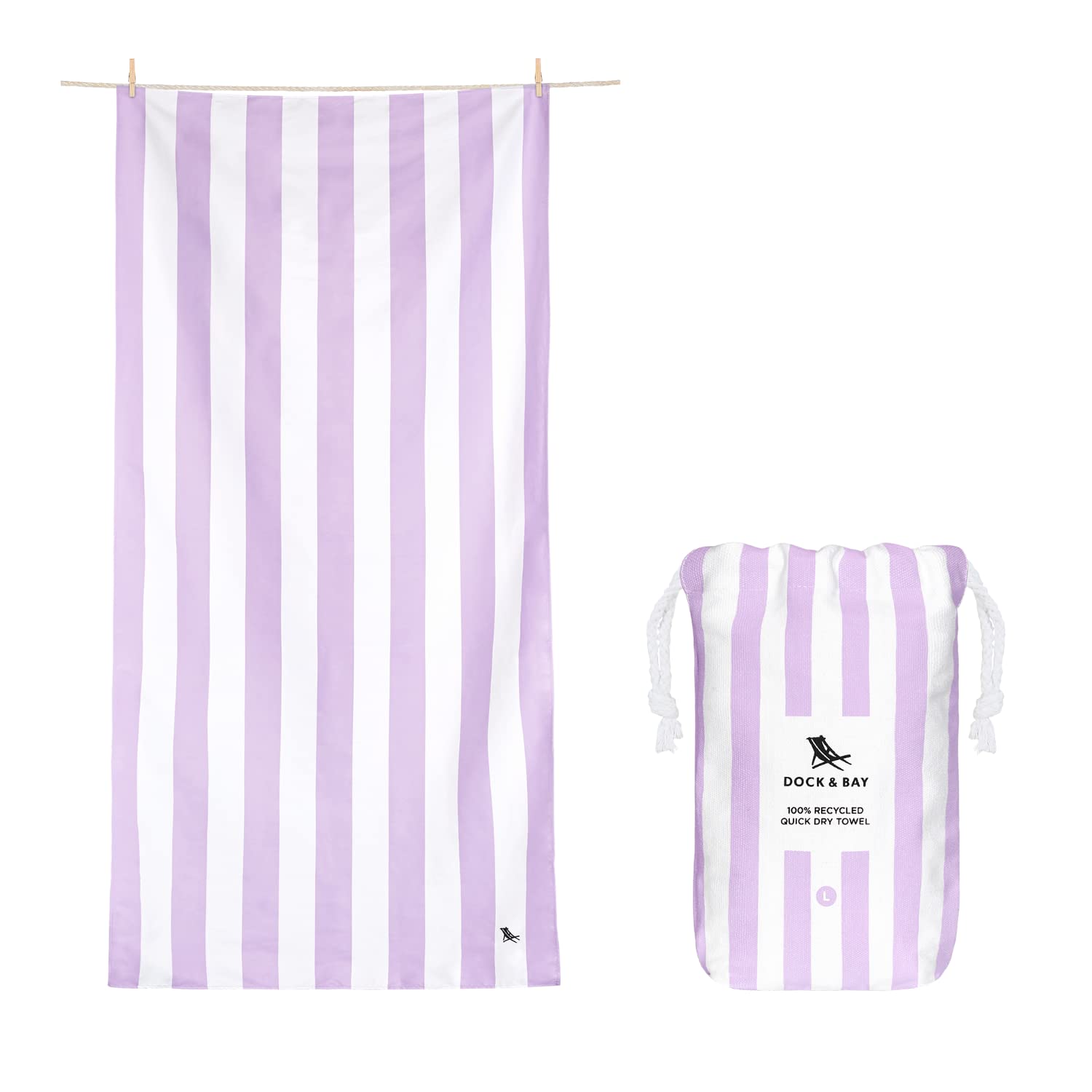 Dock & Bay Sand Free Beach Towel – Quick Dry Recycled Fabric – Lombok Lilac