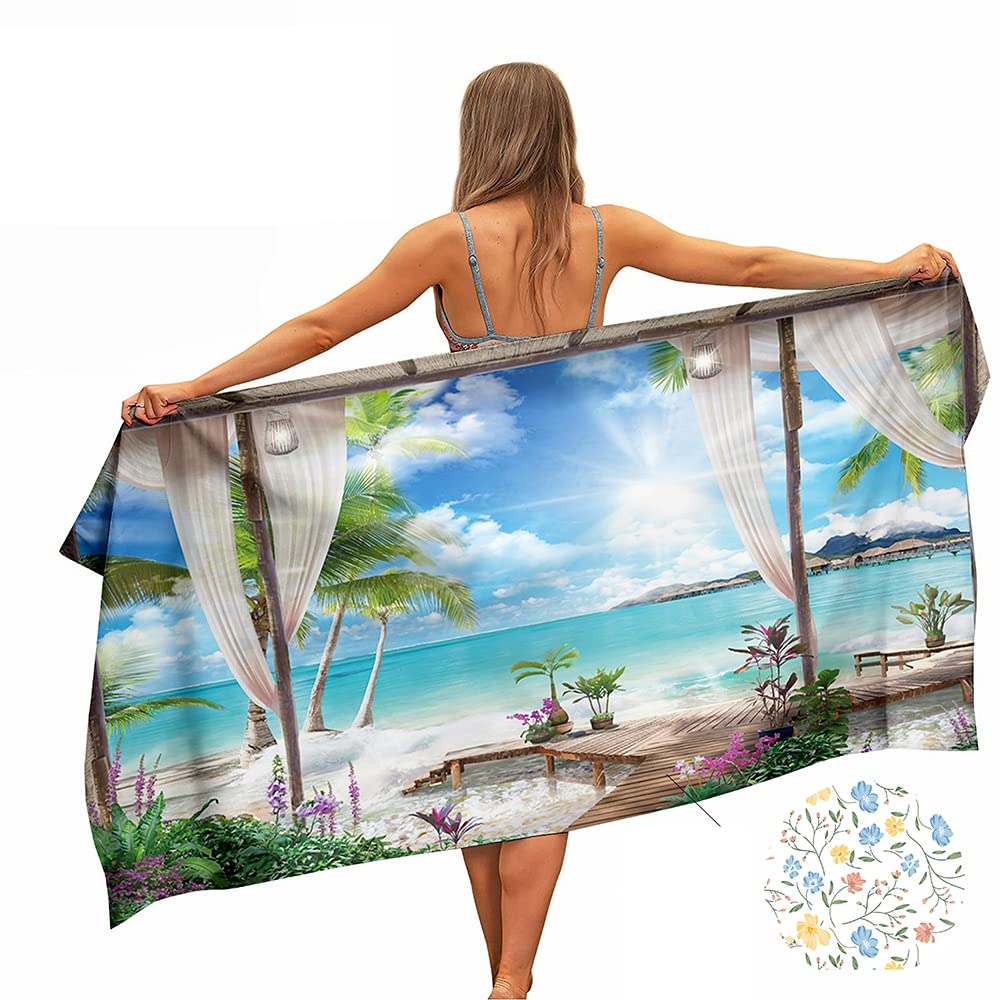 Ulticool Microfibre Beach Towel – Sea Flowers – Quick-Drying & Sand-Free