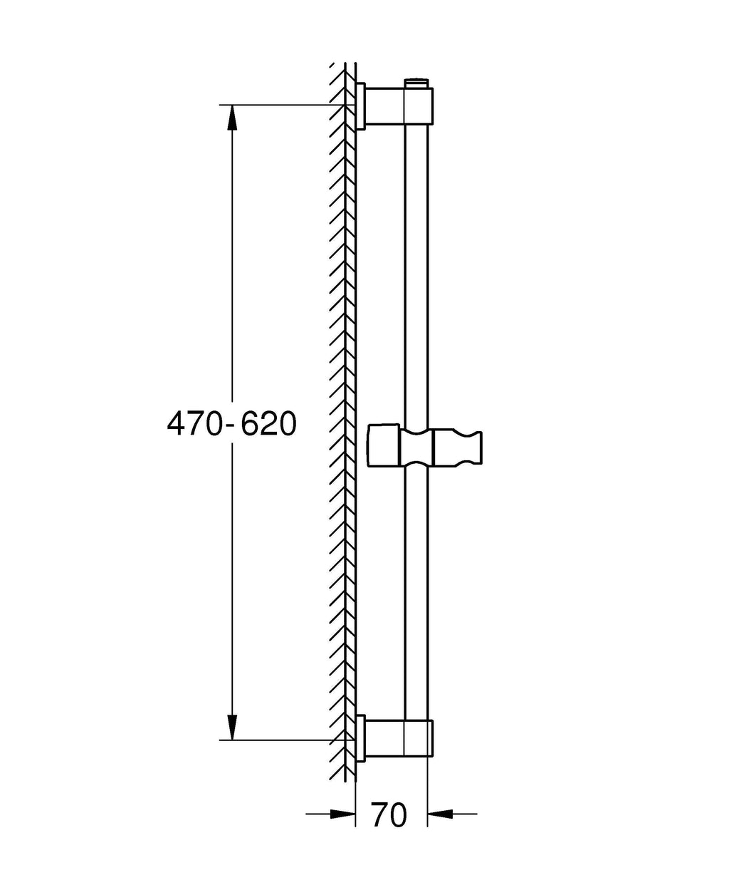 GROHE Vitalio Universal QuickFix - Shower Rail, 60 cm with Wall Holders, Glide Element and Swivel Holder, Holding Force Maximum 20 kg - image 2