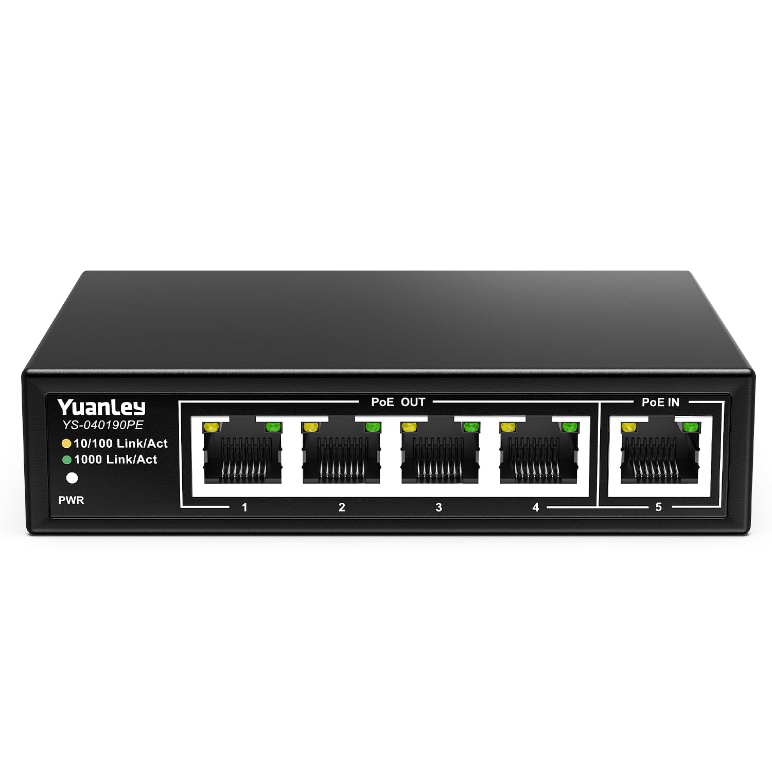 YuanLey 5 Port Gigabit PoE Extender | 4 PoE Outputs & Metal Case
