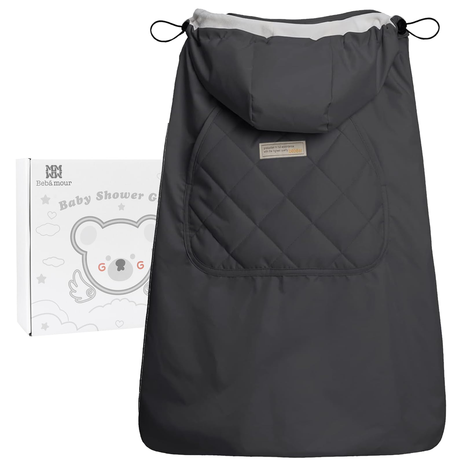 Bebear Universal Baby Carrier Cover | Warm Winter Hoodie - Dark Grey