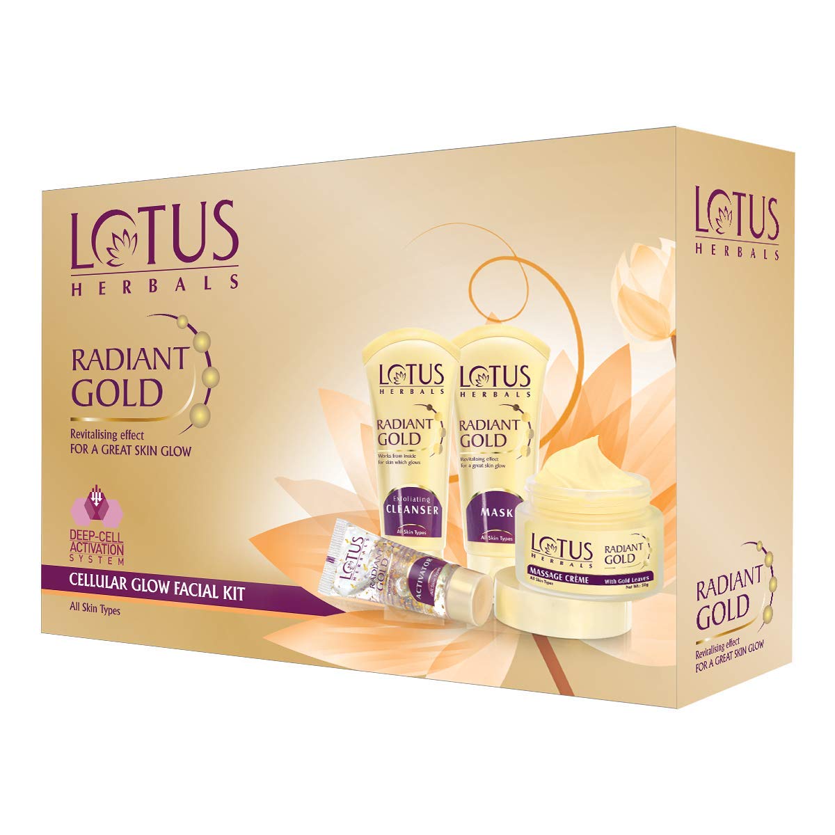 Lotus Herbals Radiant Gold Facial Kit with 24K Pure Gold & Papaya - 170g