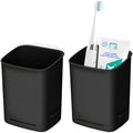 Jolof Store Wall Mounted Toothbrush Holder – 2 Pack Adhesive Black ABS