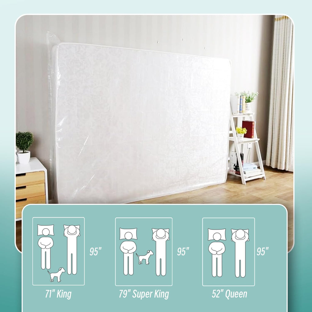 Double Mattress Bag for Moving and Storage,Mattress Protector Storage Bag,Waterproof Mattress Storage Bag,Heavy Duty, Reusable, Tearproof Super King