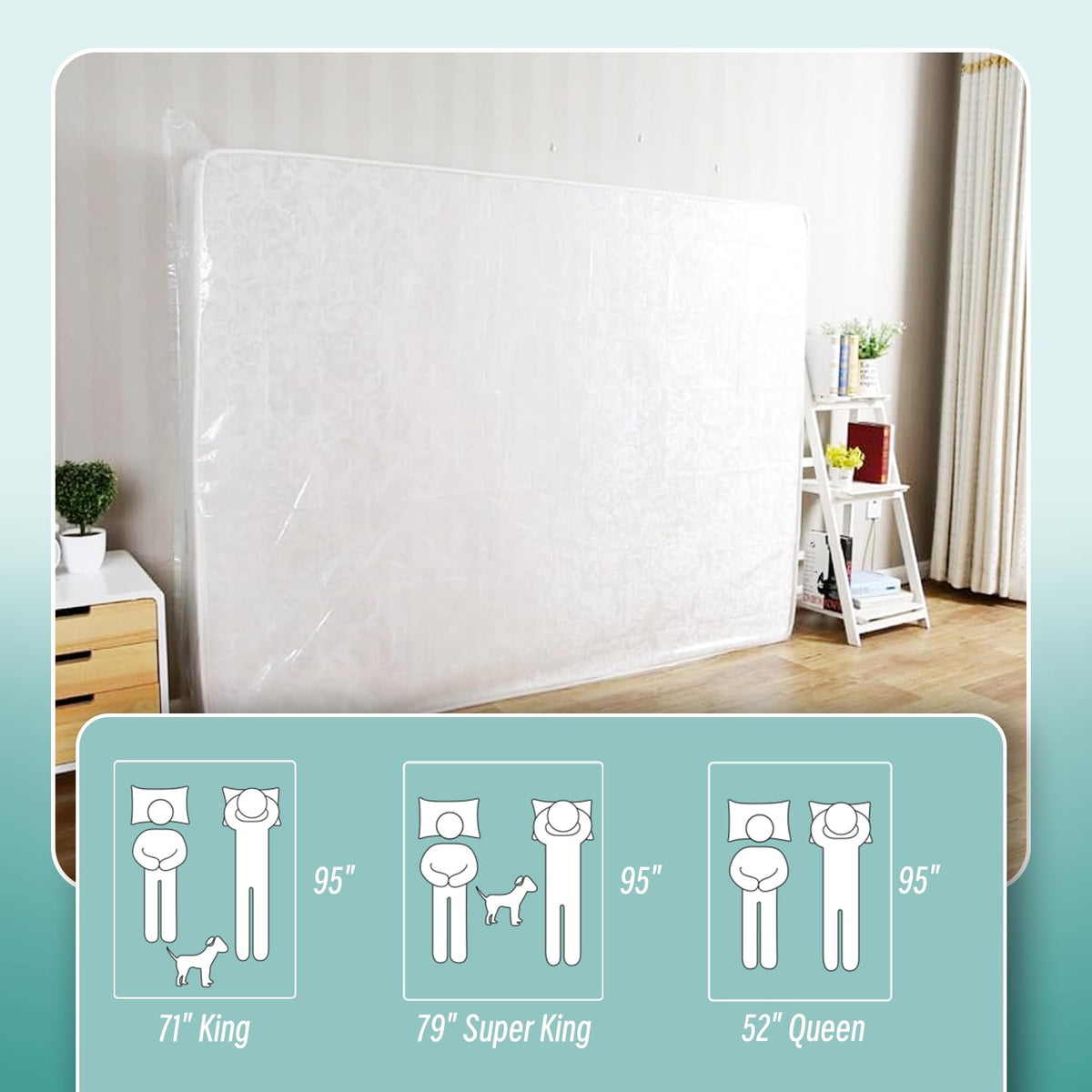 Double Mattress Bag for Moving and Storage,Mattress Protector Storage Bag,Waterproof Mattress Storage Bag,Heavy Duty, Reusable, Tearproof Super King