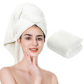 Laojbaba Microfiber Hair Towel – Quick Dry Absorbent Wrap, White, 24x48"