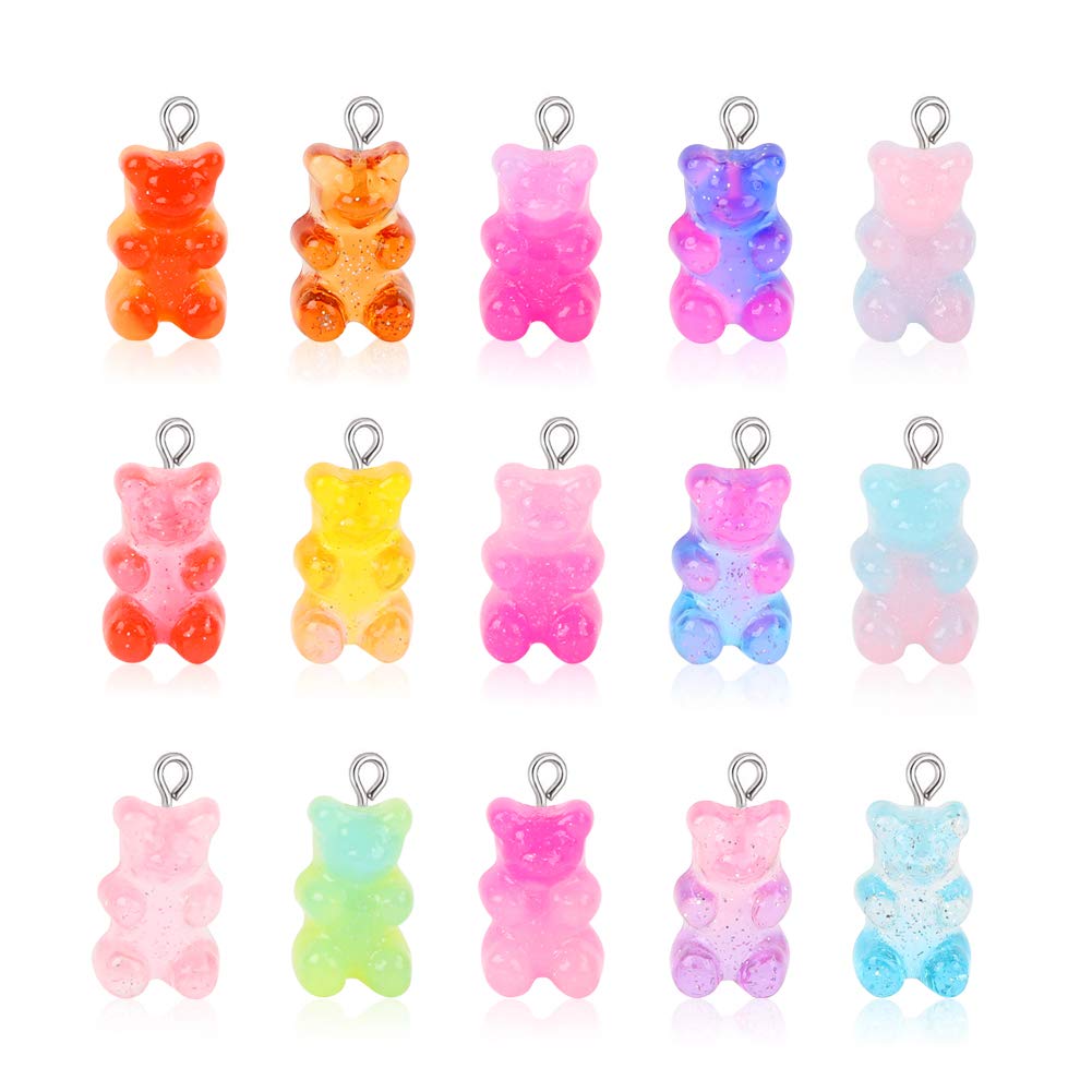 100 Pcs Gummy Bear Charms | Resin Pendants for DIY Jewelry Making