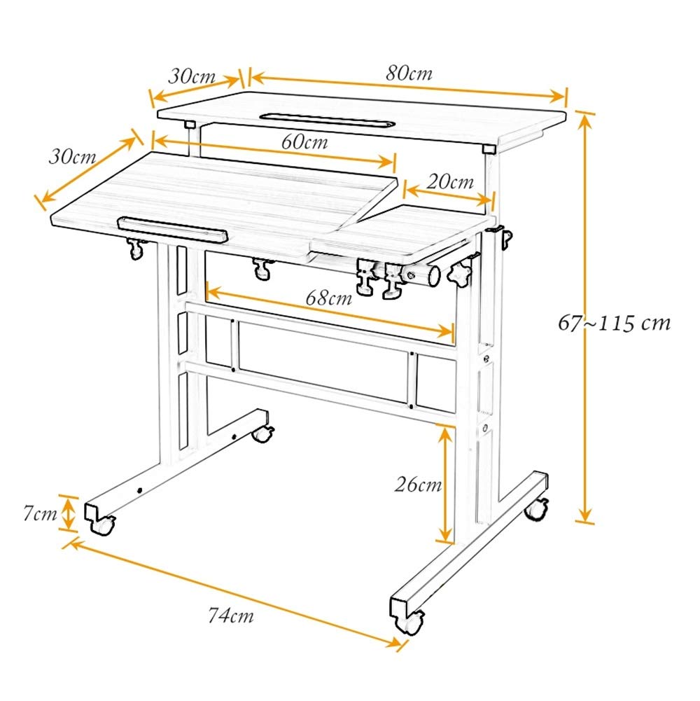 sogesfurniture Mobile Laptop Stand Desk Computer Workstation, Adjustable Notebook Cart Tray PC Table Sit-Stand Workstation with Keyboard Tray for - image 5