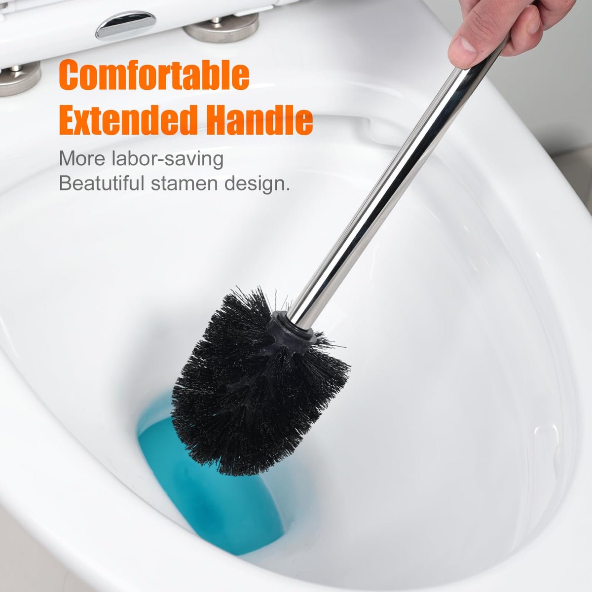 Ibergrif Black Toilet Brush 4PCS with Stainless Steel Handle M34155 - image 3