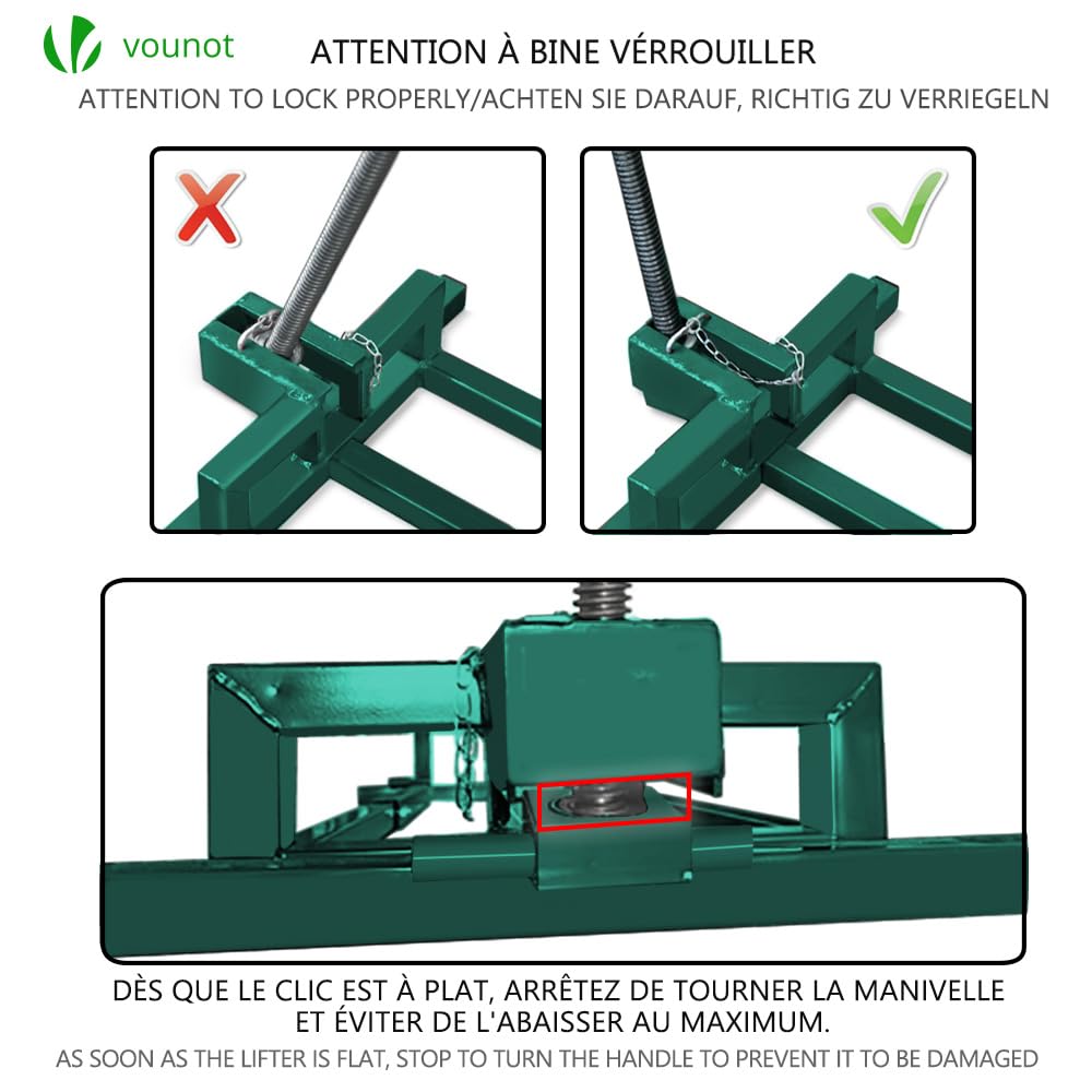 VOUNOT Ride on Mower Jack Lift – 400kg Telescopic Maintenance Jack