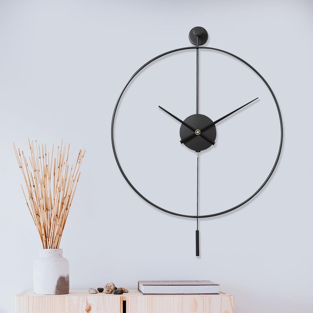 Jolof Store Large Metal Wall Clock – Modern Silent Pendulum Decor, 24in