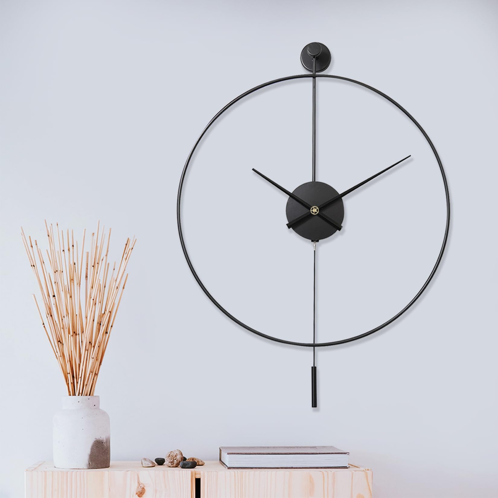 Jolof Store Large Metal Wall Clock – Modern Silent Pendulum Decor, 24in