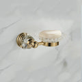 WOLIBEER Crystal Soap Dish Holder | Polished Gold Wall Mounted Tray