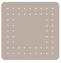 WENKO Non-Slip Shower Mat – Natural Rubber 54x54cm Square – Taupe