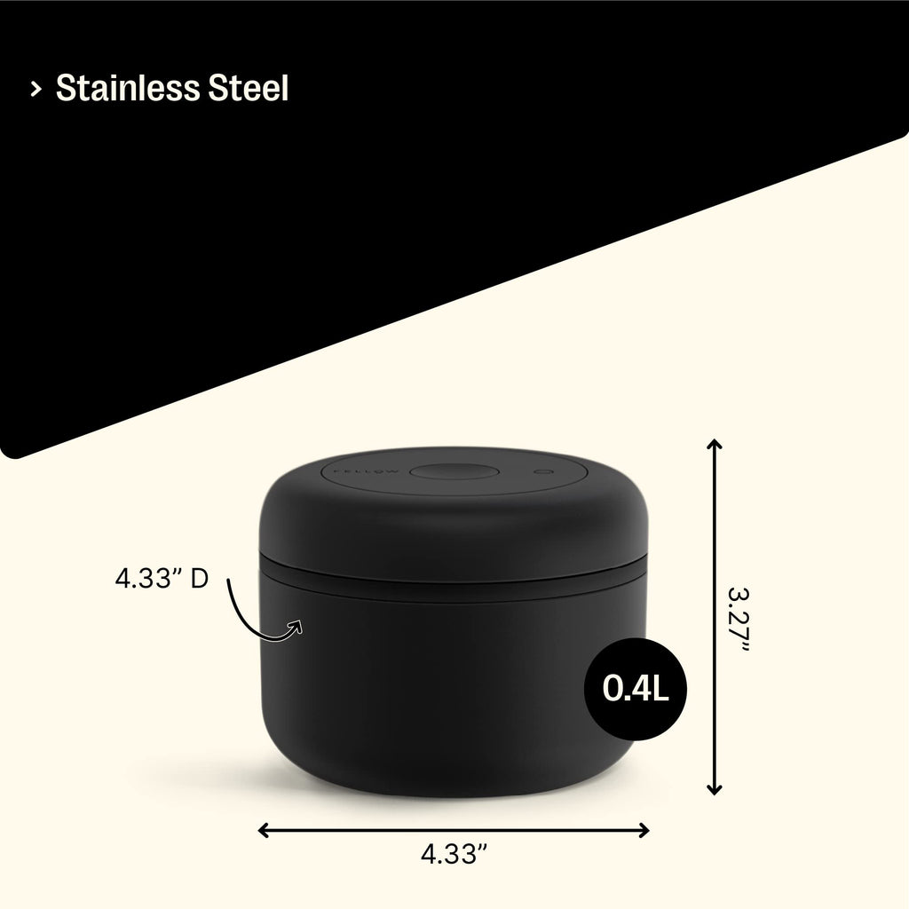 Fellow Atmos Vacuum Canister – Airtight Coffee Storage, Matte Black, 0.4L