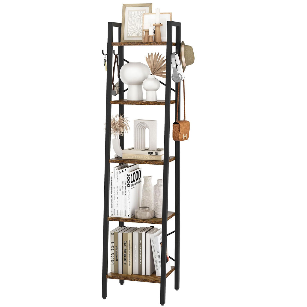 YMYNY 5-Tier Ladder Bookshelf | 160CM Industrial Storage Shelving Unit