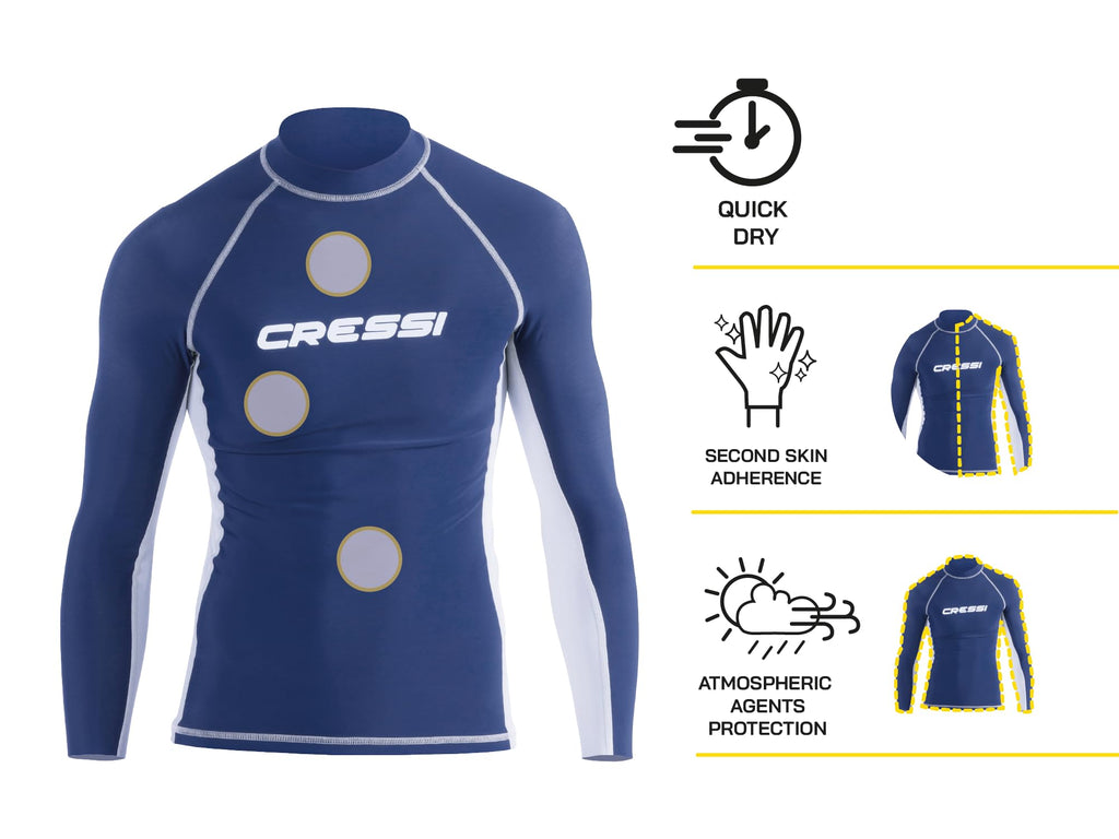 Cressi Men's Long Sleeve Rash Guard – UV Protection Swim Shirt, Black
