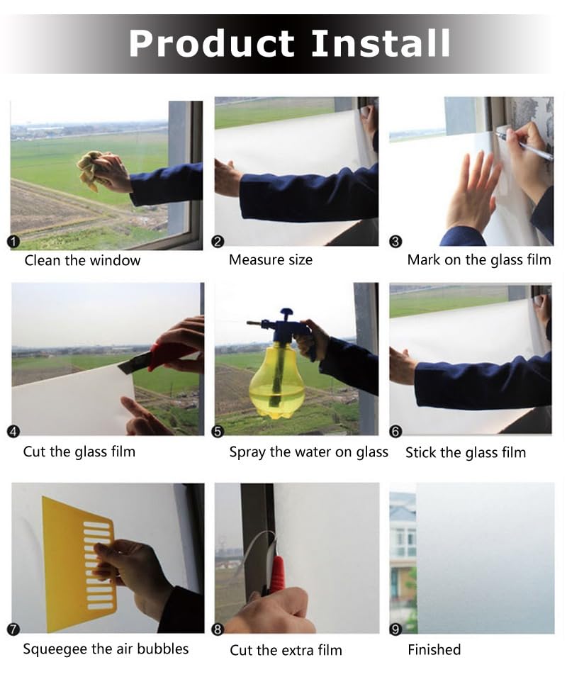 vgoltd Frosted Window Film – Self Adhesive Vinyl Privacy Glass (91cm x 10m)