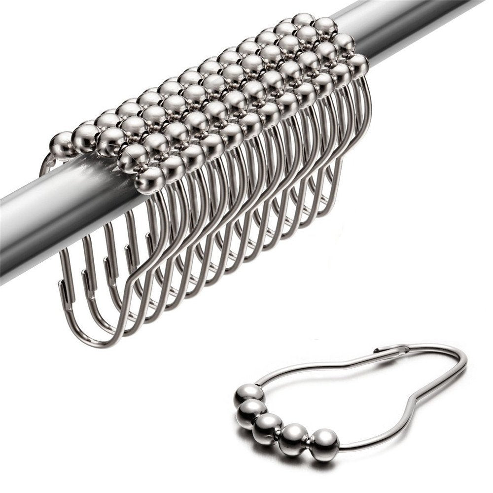 Uigos Rust-Resistant Shower Curtain Hooks – Chrome Gliding Rings, 12 Pack
