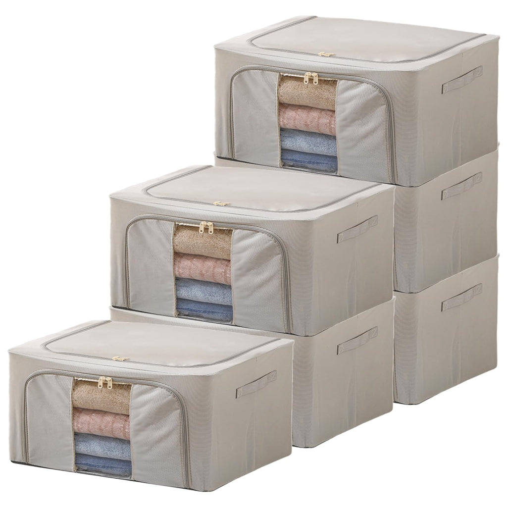 Jolof Store 6 Pack Clothes Storage Boxes – 22L Steel Frame Organisers