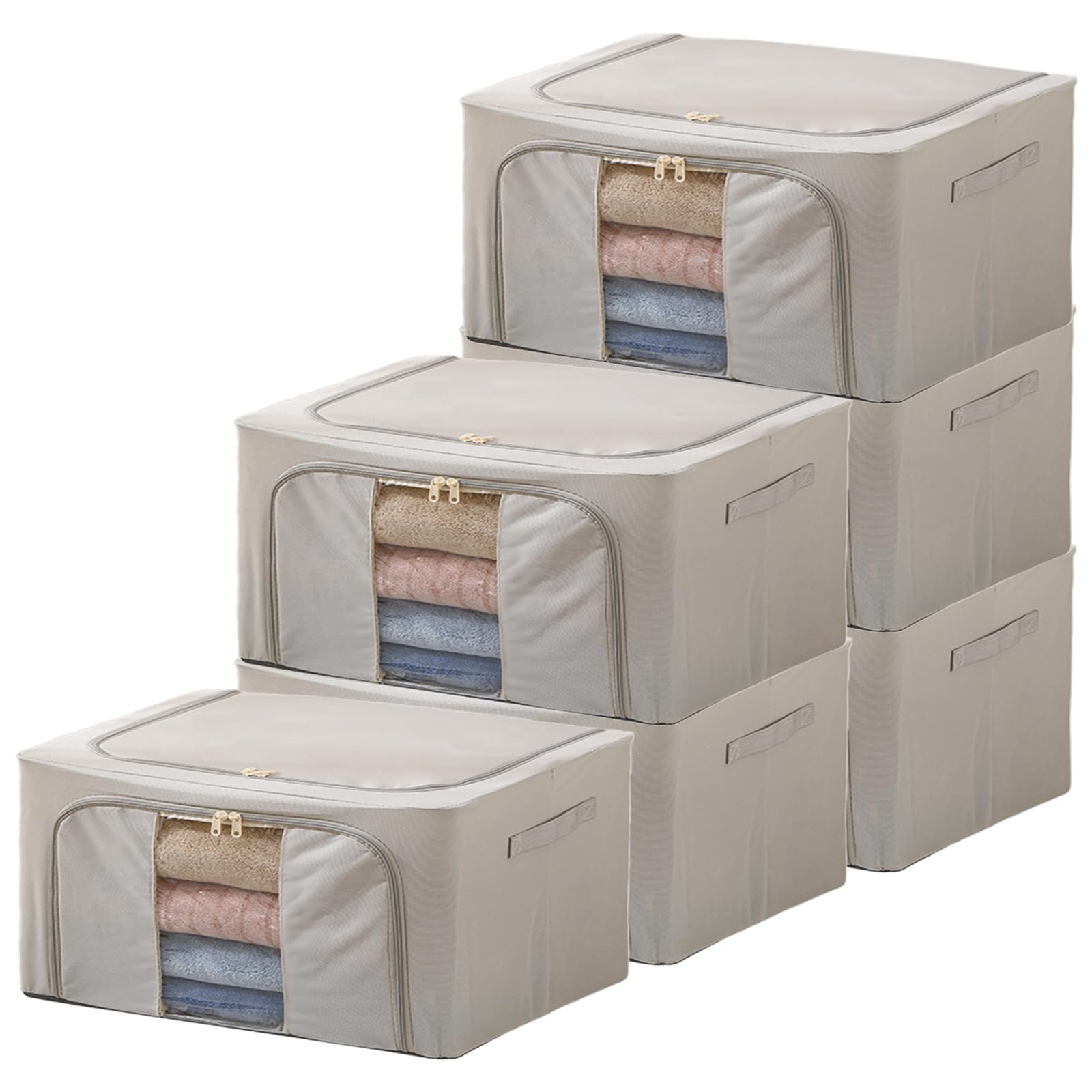 Jolof Store 6 Pack Clothes Storage Boxes – 22L Steel Frame Organisers