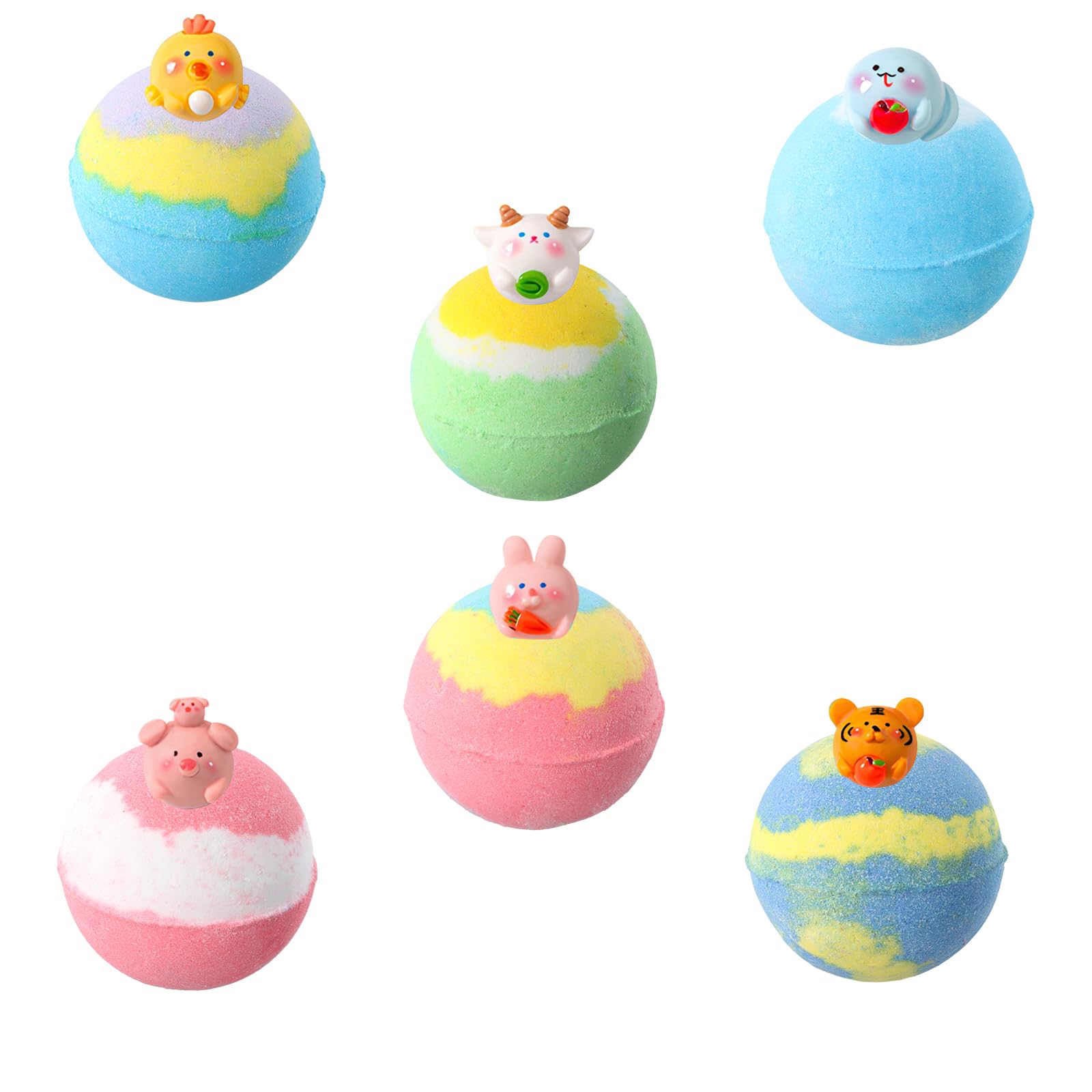 Amexo 6-Piece Kids Bath Bombs with Surprise Toys - Organic Gift Set