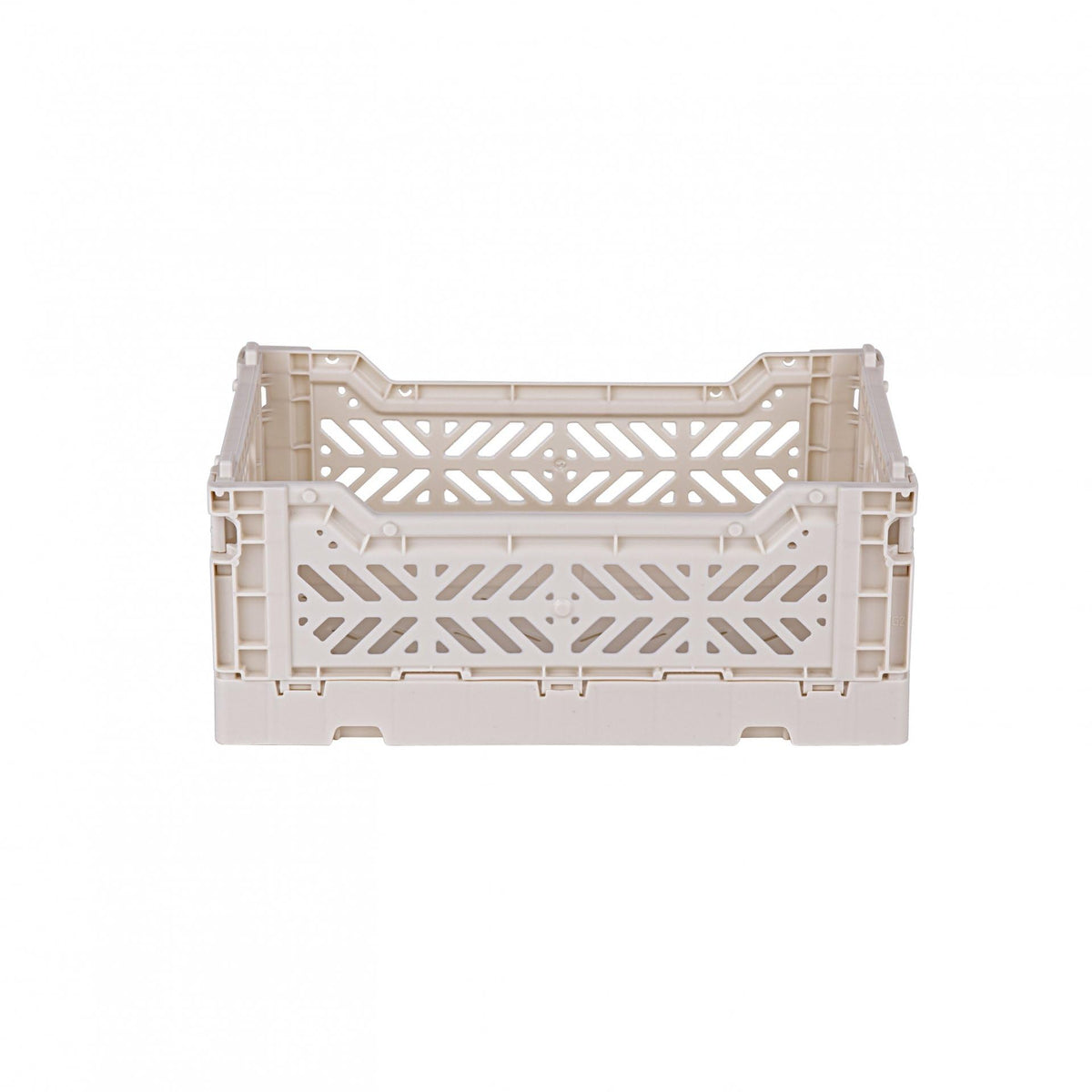 AYKASA Folding Crate, Sturdy Folding Box, Plastic, Stackable, Coconut Milk, Mini 27 x 17 x 11 cm