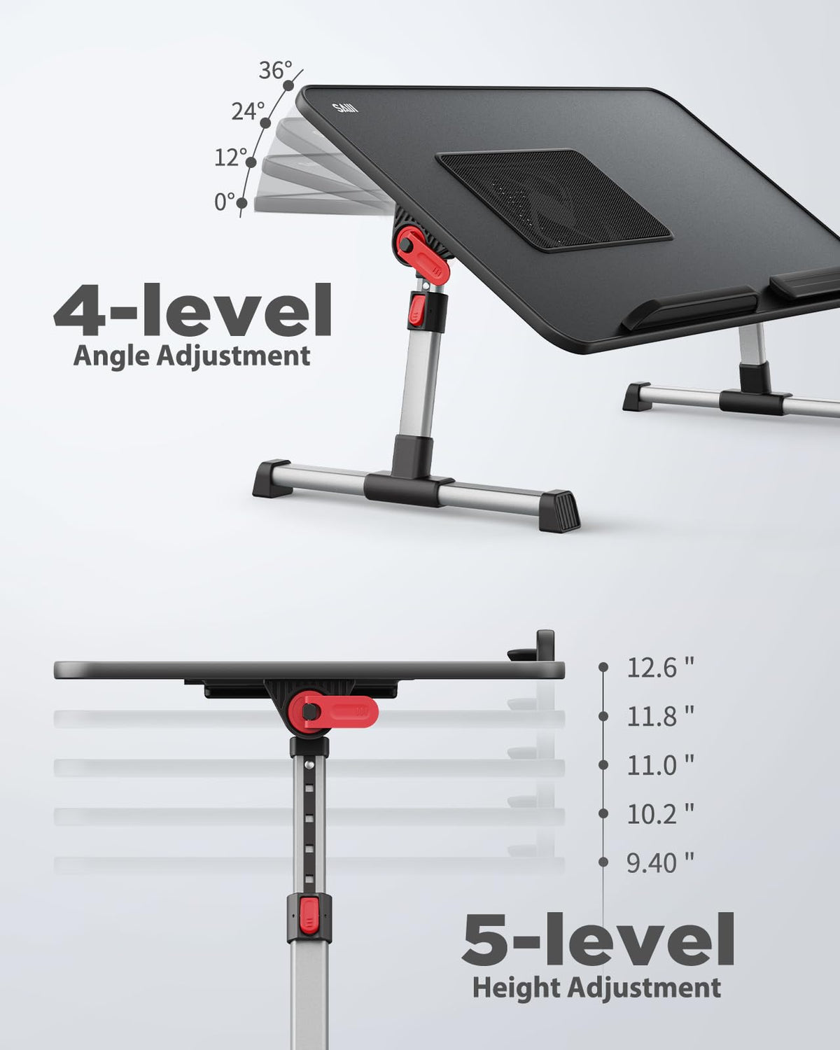 Cooling Table, Desk with USB Port, SAIJI Bed Table, lapdesk with fan, Adjustable Laptop Stand, folding table for Sofa, Bed, Floor, Breakfast - image 2