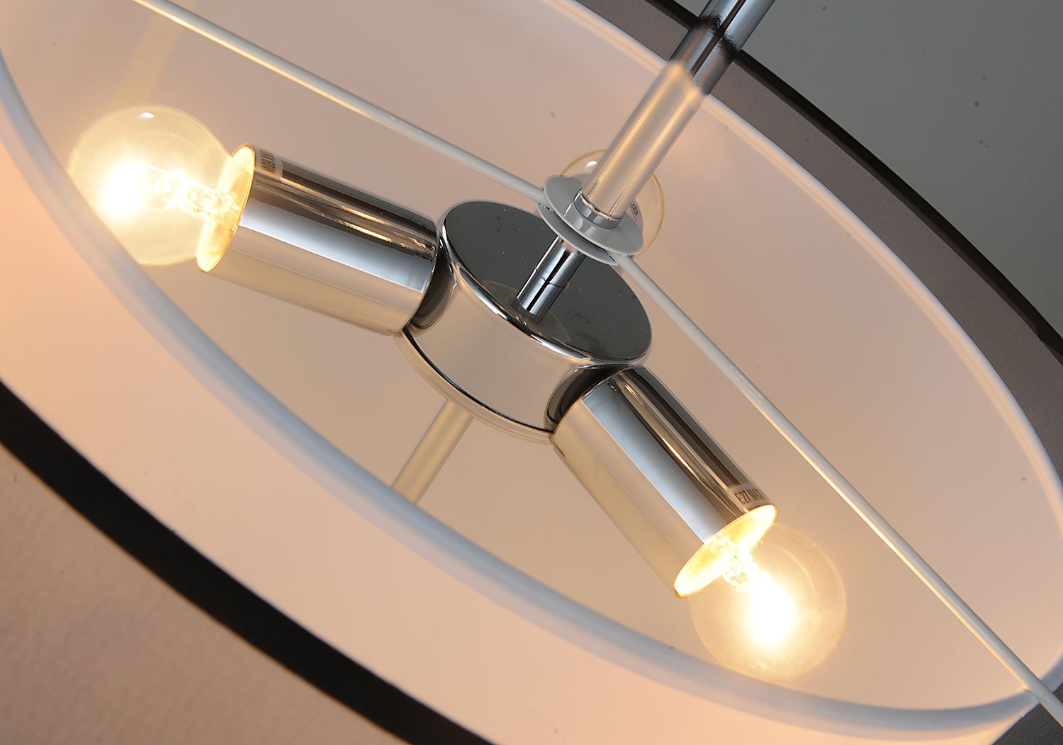 SPARKSOR Modern 2-Tier Black Fabric Drum Pendant Light – 50cm Ceiling Lamp