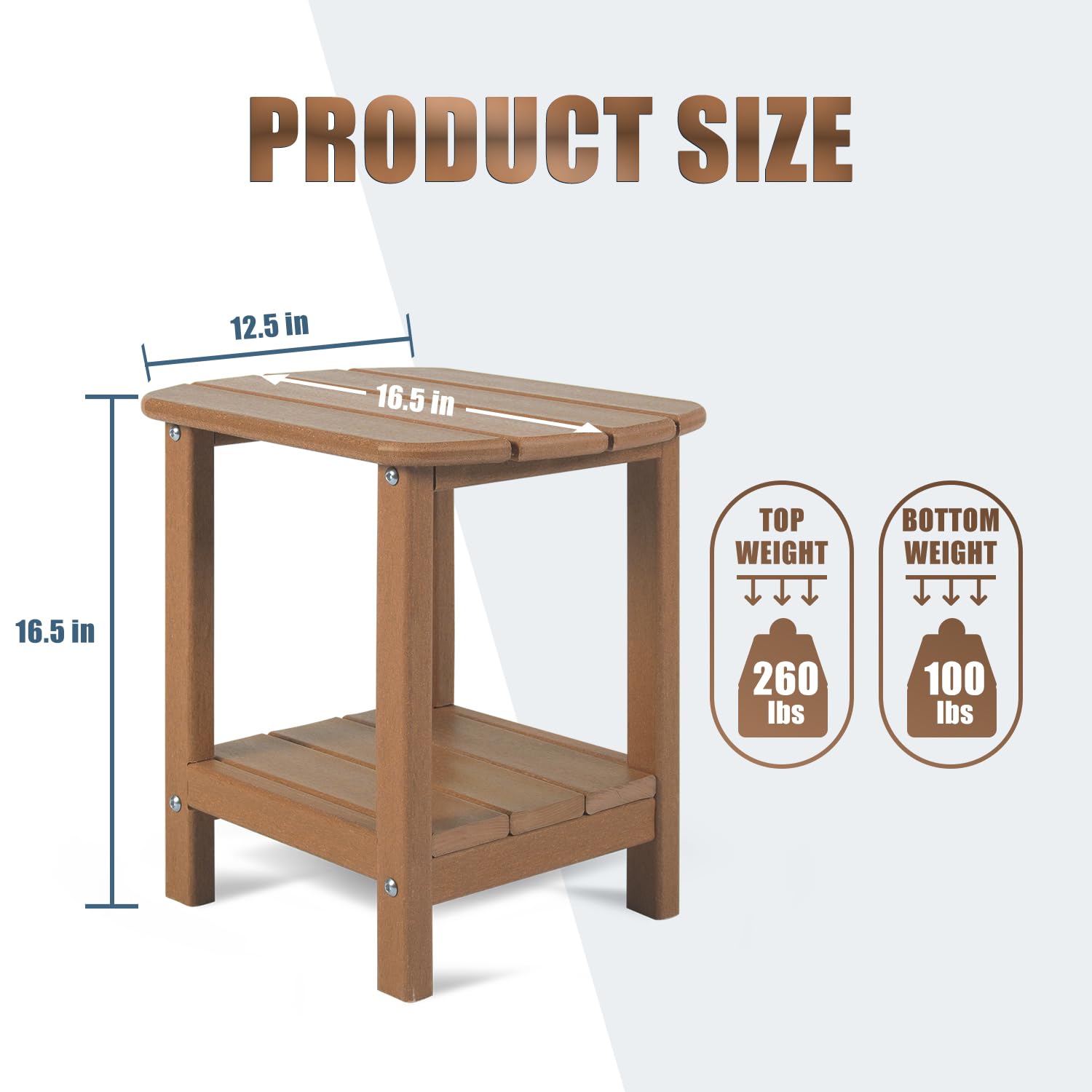 NALONE 2-Tier Adirondack Side Table | Weatherproof HDPE Outdoor End Table