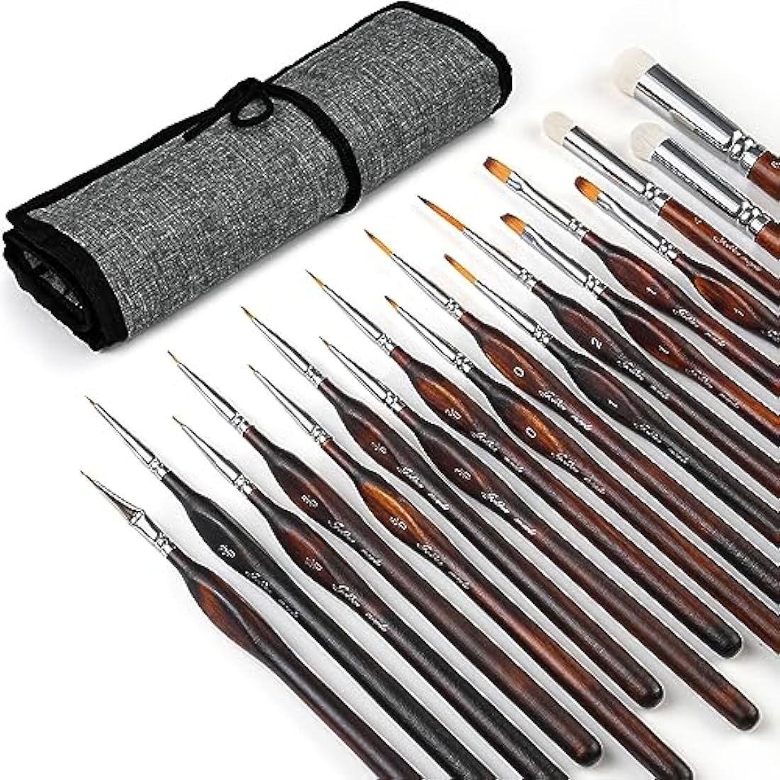 Golden Maple 18PCS Miniature Detail Paint Brush Set – Cocoa Brown