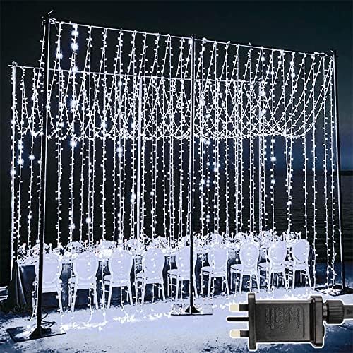 Yowin 600 LED Curtain Lights | 6m x 3m Waterproof Fairy Lights - White