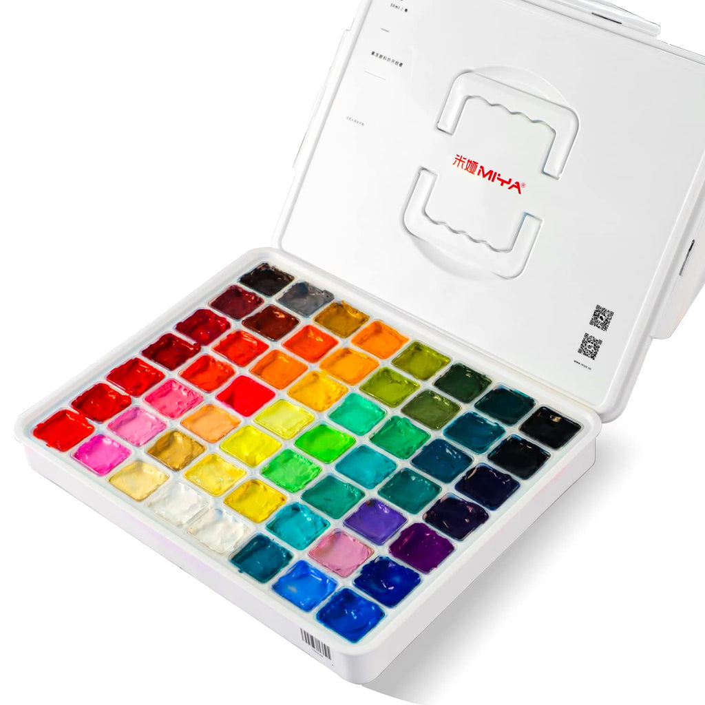 HIMI Gouache Paint Set | 56 Colors Jelly Cup Design with Carrying Case