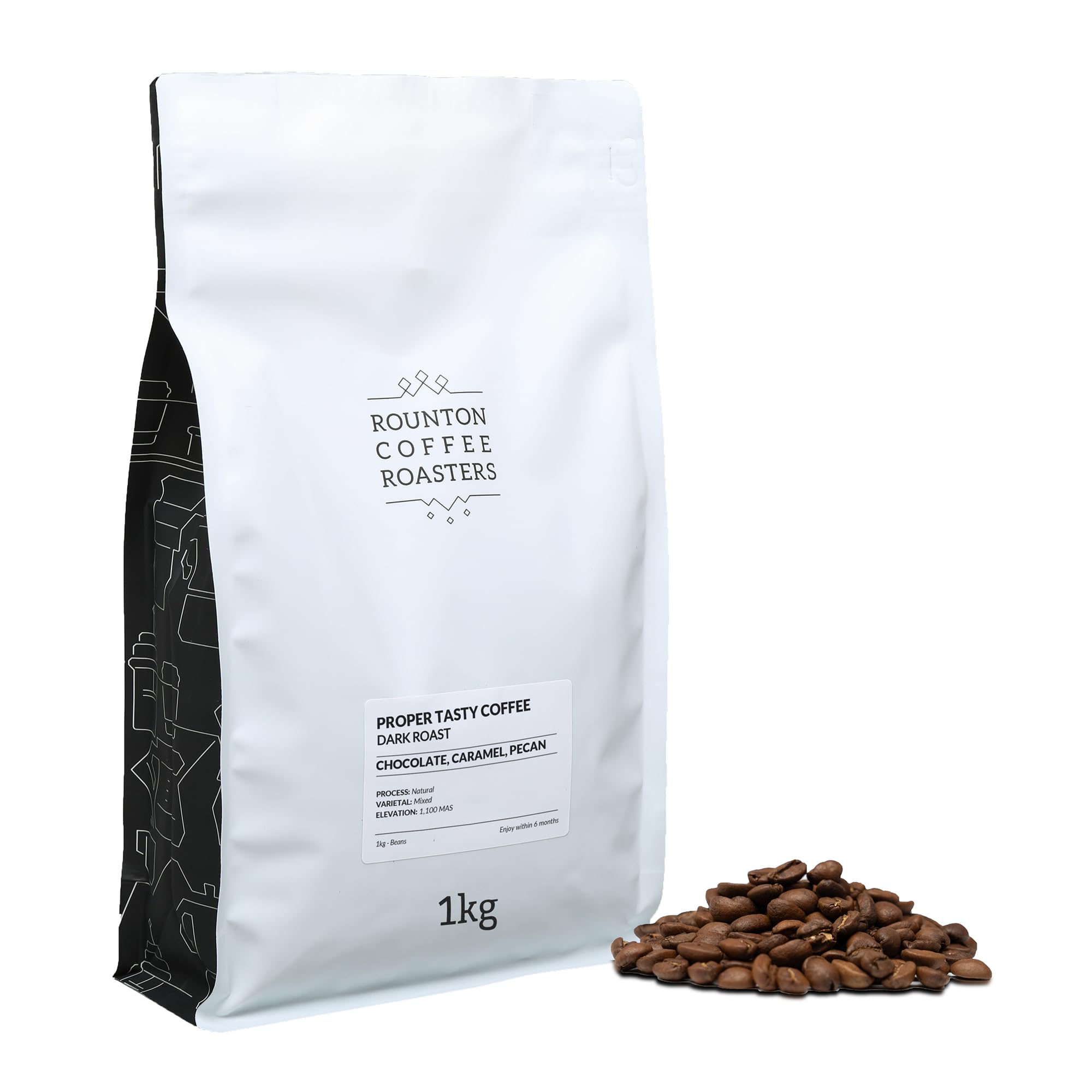 Rounton Coffee Roasters Dark Roast 1kg - 100% Arabica Espresso Beans