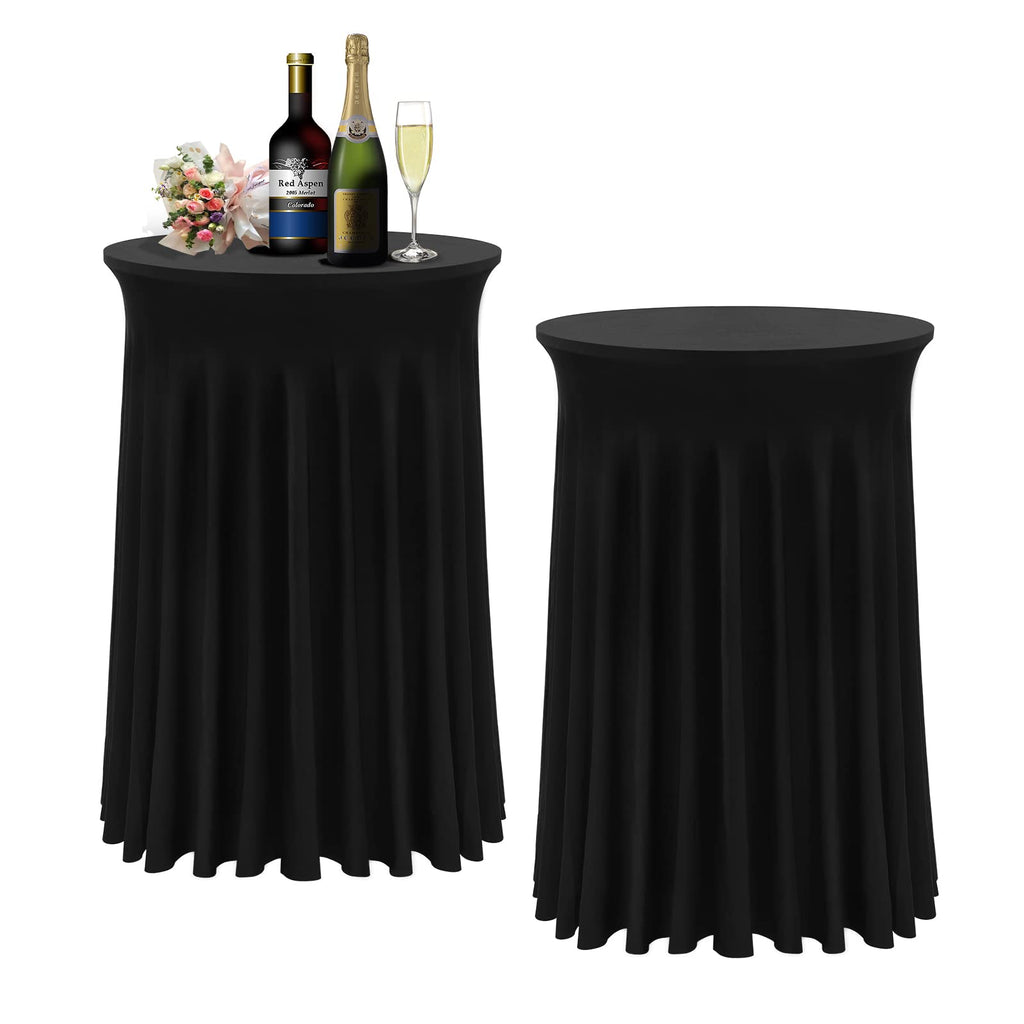 BDDC 32x43 Cocktail Table Cover – Wavy Round Skirt High Top Tablecloth