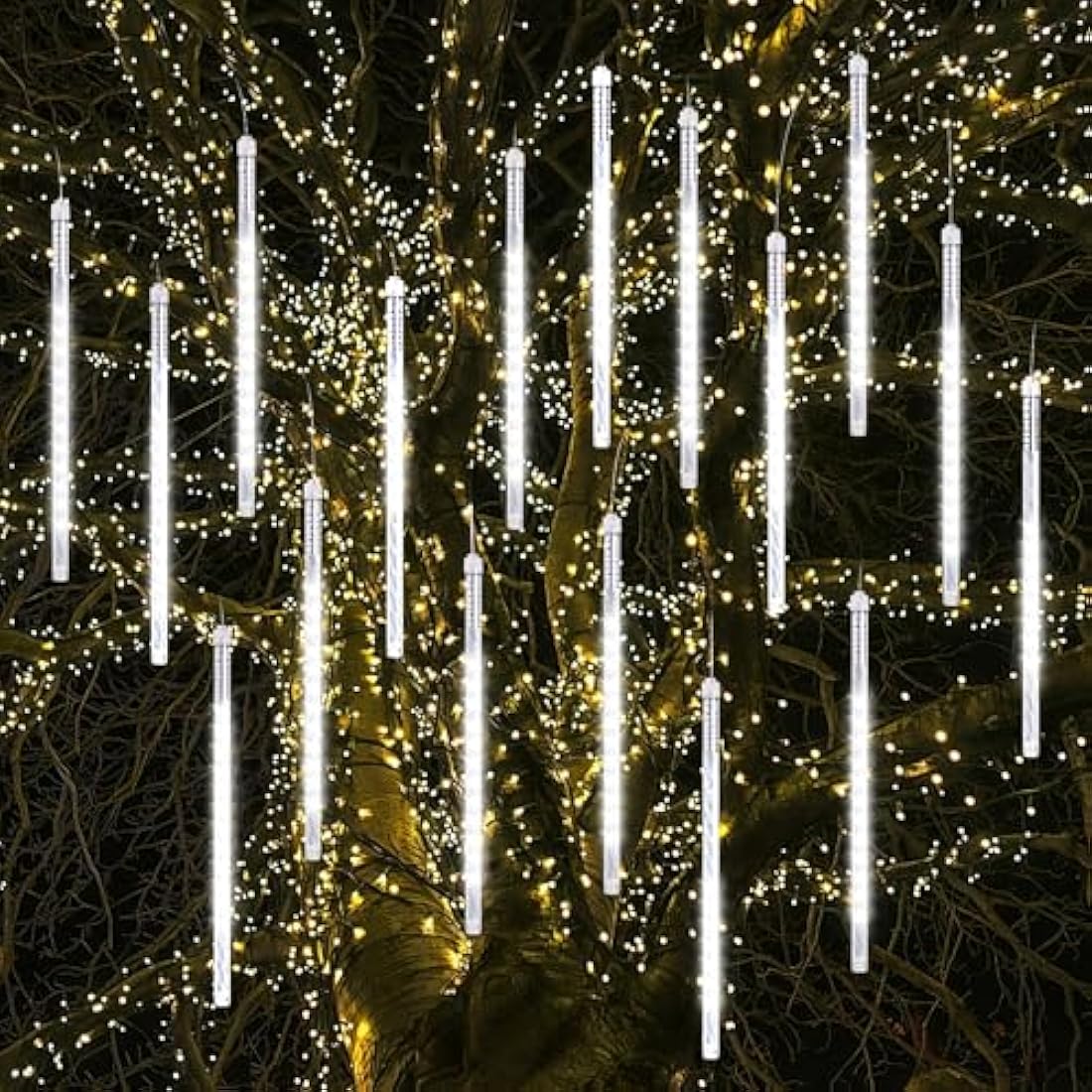 Vikdio Meteor Shower Lights – 16 Tube 480 LED Waterproof Outdoor White