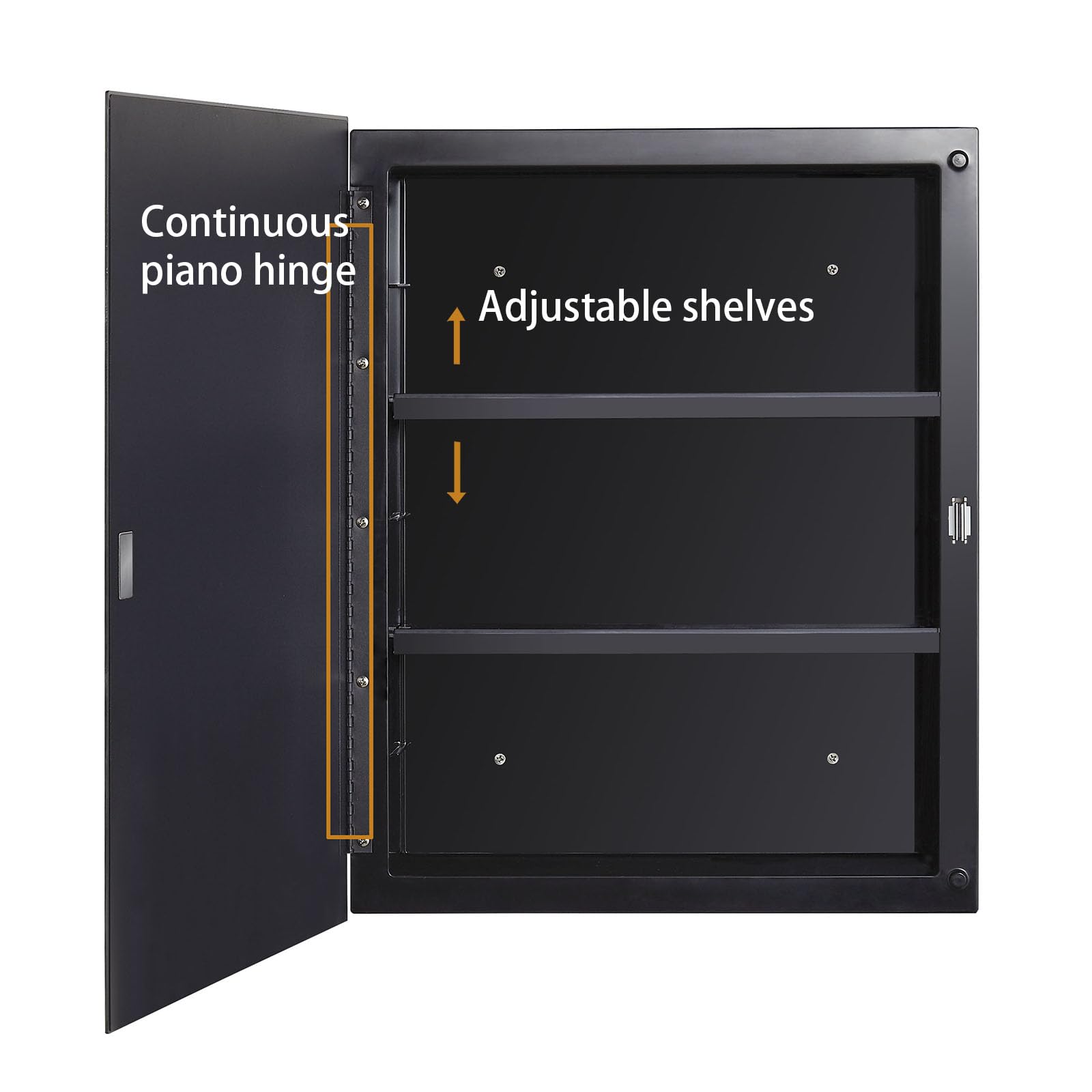 Fundin Black Plastic Mirror Medicine Cabinet - Recessed or Surface Mount