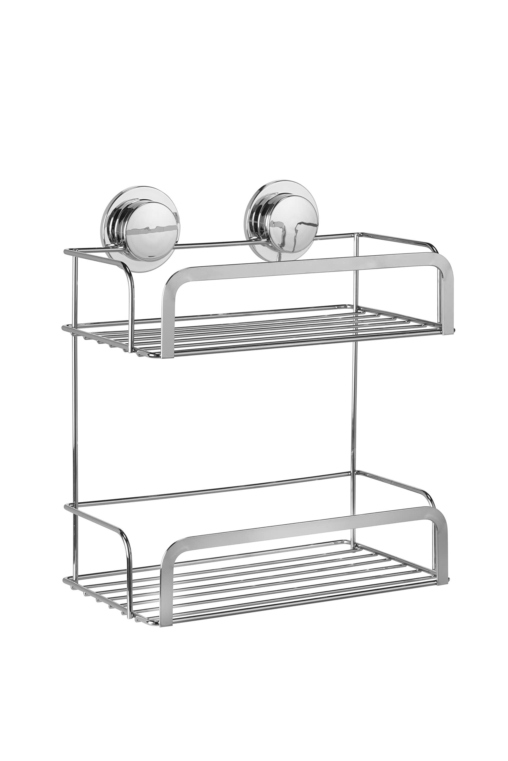 Croydex Stick 'N' Lock Two Tier Shower Caddy | No-Drill Chrome Steel