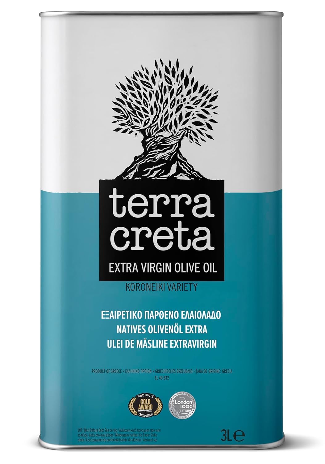 Terra Creta Extra Virgin Olive Oil | Greek Koroneiki Variety – 3 Litre