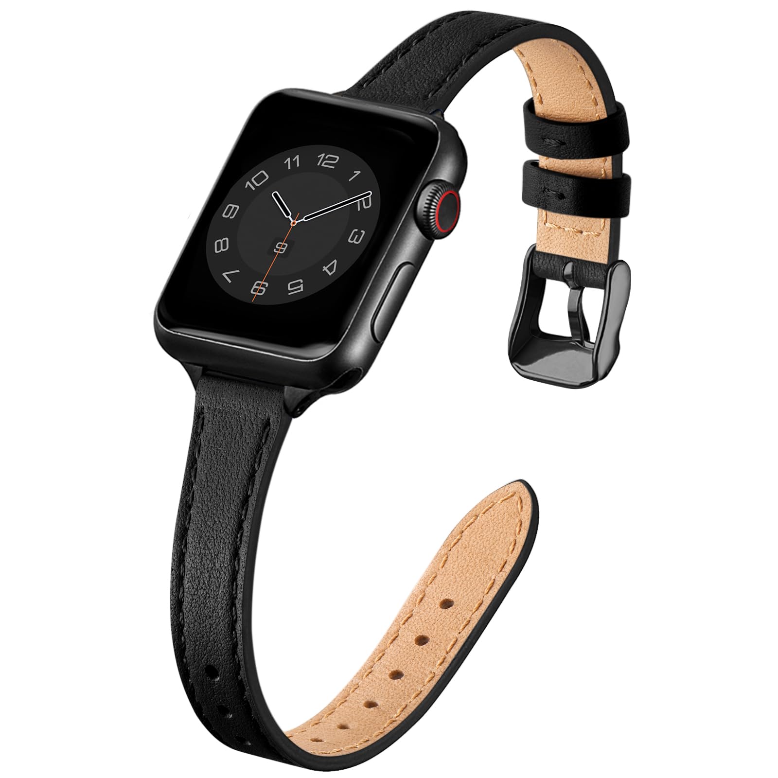 SUNFWR Genuine Leather Apple Watch Strap – Slim Replacement Band (38-41mm)