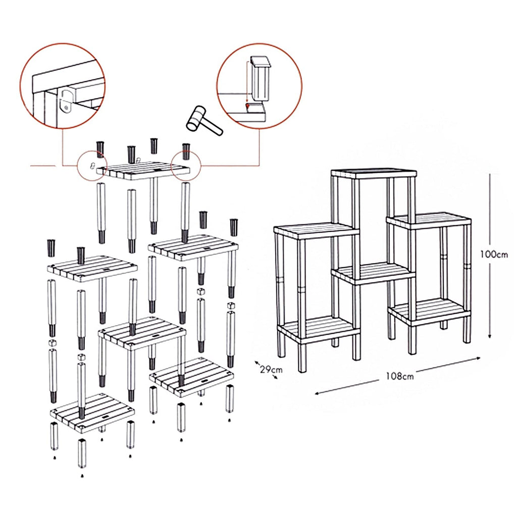 TATAY Lombok Modular Shelving Unit - 6 Wood Effect Shelves, Brown