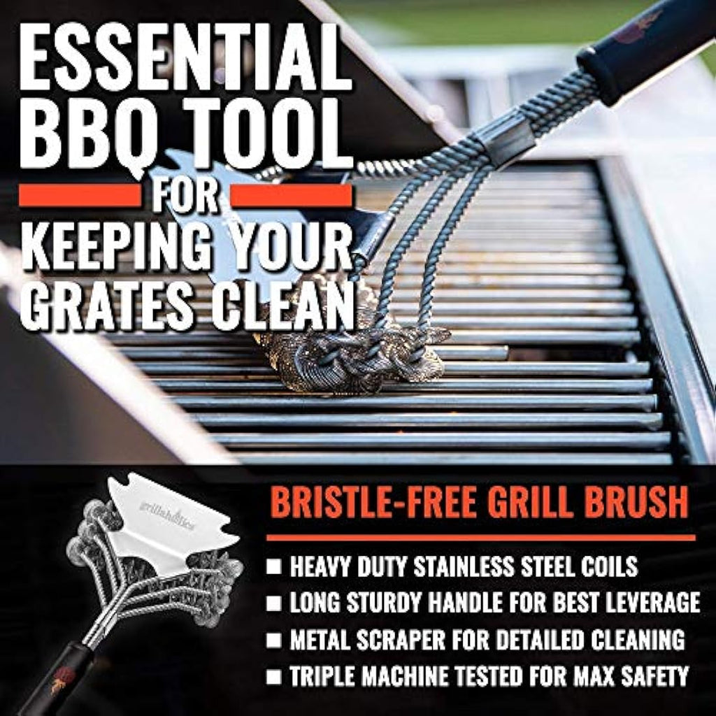 Grillaholics Bristle Free BBQ Brush – 18" Safe Grill Cleaning Tool