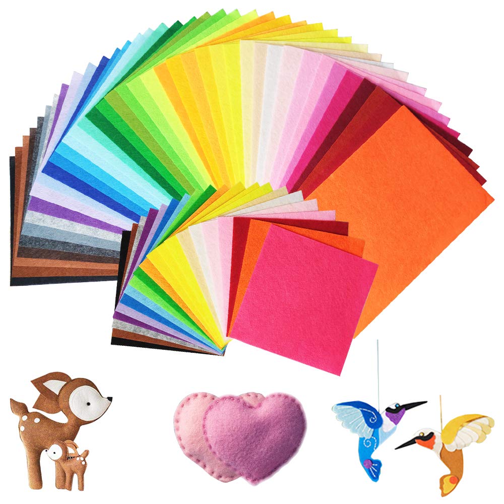 60pcs Felt Fabric Sheets – 40 Assorted Colors for DIY Crafts