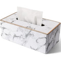 Rarapop Rectangular PU Leather Tissue Box Cover | Marble Home Decor