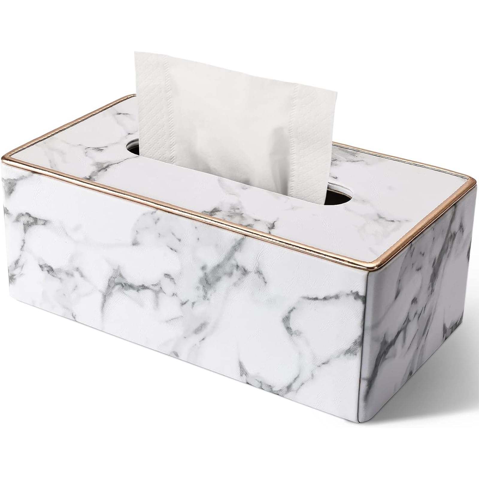 Rarapop Rectangular PU Leather Tissue Box Cover | Marble Home Decor