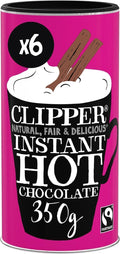 Clipper Instant Hot Chocolate – Fairtrade Organic Cocoa, 6 x 350g Bulk Tubs